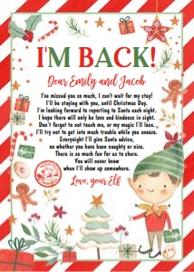 Letter I'm Back From Your Elf Christmas Boy Elf 0358 design preview