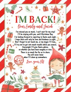 Letter I'm Back From Your Elf Christmas Girl Elf 0358 design preview