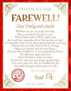 Letter Farewell From Your Elf Christmas Official 0497 design preview