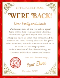 Letter We're Back From Your Elves Christmas Official 0497 design preview
