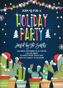 Fiesta Cactus Invitation Holiday Party 0273 design preview