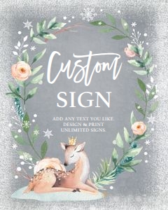 Custom Sign Winter Onederland Deer Grey 0265 design preview