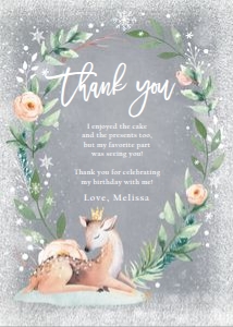 Thank You Card Winter Onederland Deer Grey 0265 design preview