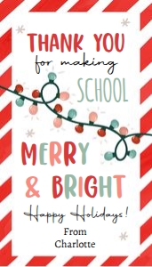 Favor Tag Christmas Lights Merry Bright School 0443 design preview