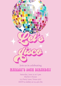 Invitation Birthday Disco Ball Let's Disco 0501 V2 design preview
