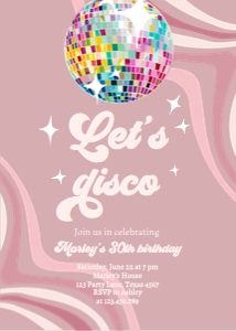 Invitation Birthday Disco Ball Let's Disco 0501 design preview