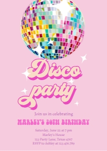 Invitation Birthday Disco Ball Disco Party 0501 V2 design preview