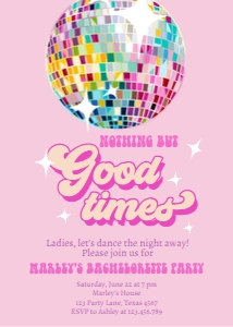 Invitation Bachelorette Party Disco Ball Good Times 0501 V2 design preview