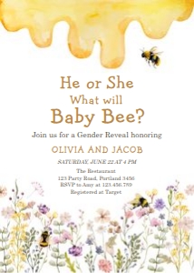 Invitation Gender Reveal He or She Flowers Honey 0502 design preview