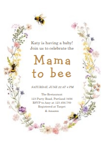 Invitation Baby Shower Mama to Bee Floral round 0502 design preview