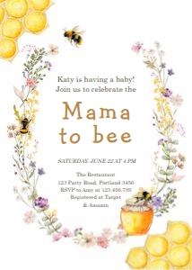 Invitation Baby Shower Mama to Bee Floral Round Honey 0502 design preview