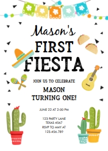 Birthday Invitation First Fiesta Boy 0161 design preview
