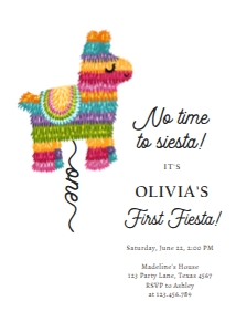 Birthday Invitation Pinata First Fiesta 0500 design preview