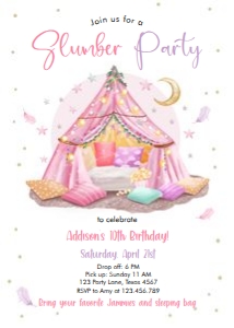 Birthday Invitation Tent Slumber Party 0499 design preview
