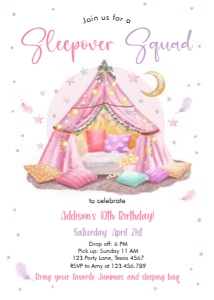 Birthday Invitation Tent Sleepover Squad 0499 design preview