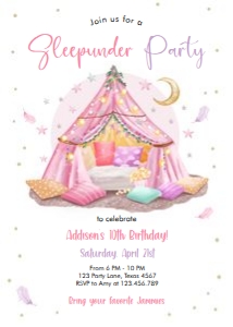 Birthday Invitation Tent Sleepunder 0499 design preview