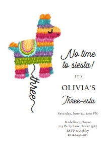 Birthday Invitation Pinata Three-esta 0500 design preview