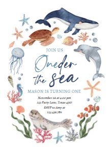 Birthday Invitation Oneder The Sea Round 0504 design preview