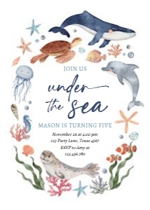 Birthday Invitation Under The Sea Round 0504 design preview