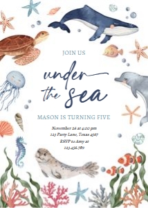 Birthday Invitation Under The Sea 0504 design preview
