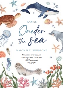 Birthday Invitation Oneder The Sea 0504 design preview