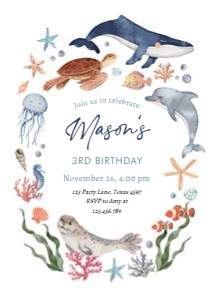 Birthday Invitation Ocean Round 0504 design preview