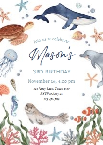 Birthday Invitation Ocean 0504 design preview