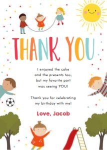 Thank You Card Playground Boy Vertical 0327 design preview