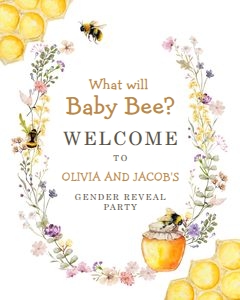Welcome Sign Gender Reveal He or She Round Honey 0502 design preview
