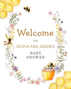 Welcome Sign Baby Shower Round Honey 0502 design preview