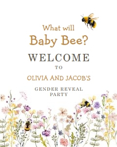 Welcome Sign Gender Reveal He or She Flowers 0502 design preview
