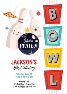 Birthday Invitation Bowling Neutral Pizza 0505 design preview