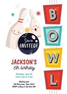 Birthday Invitation Bowling Neutral 0505 design preview