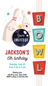 Birthday Invitation Bowling Neutral Phone 0505 design preview