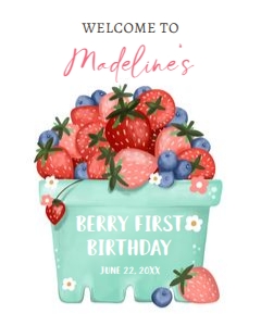 Welcome Sign Strawberry Blueberry Basket Berry First 0506 design preview