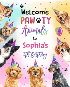 Welcome Sign Pawty Animals Dogs 0460 design preview