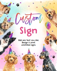 Custom Editable Sign Pawty Animals Dogs 8x10 0460 design preview