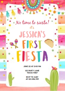 Birthday Invitation First Fiesta Colors White 0134 design preview