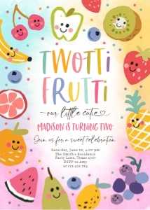 Birthday Invitation Twotti Frutti Colors 0510 design preview