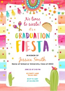 Graduation Invitation Fiesta Color White 0134 design preview