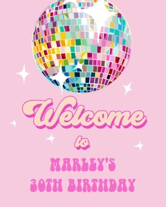 Welcome Sign Disco Ball Disco Party 0501 V2 design preview