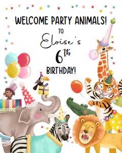Welcome Sign Party Animals 0482 Vertical design preview