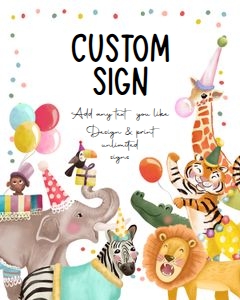 Custom Editable Sign Party Animals 0482 Vertical design preview