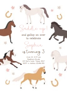 Birthday Invitation Horses 0513 design preview