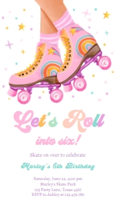 Invitation Birthday Roller Skates Let's Roll 0514 V2 Phone design preview
