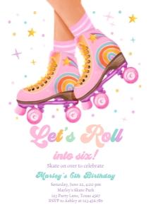 Invitation Birthday Roller Skates Let's Roll 0514 V2 design preview