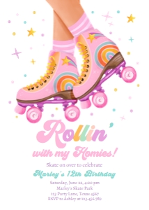 Invitation Birthday Roller Skates Rollin with my Homies 0514 V2 design preview