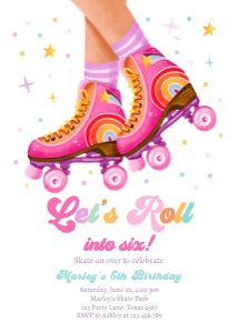 Invitation Birthday Roller Skates Let's Roll 0514 design preview