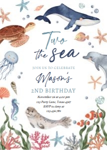 Birthday Invitation Two The Sea 0504 design preview