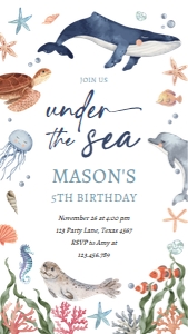 Birthday Invitation Under The Sea Phone 0504 design preview